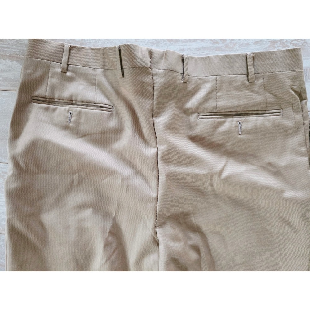 Canali 7 Wool Tessuto Italy Dress Pants Tan Pleated Flat Front Menswear Inspired - Picture 8 of 8
